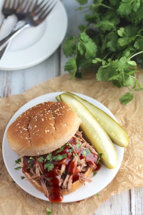 Slow Cooker Island Pulled Pork Recipe {www.TwoHealthyKitchens.com}