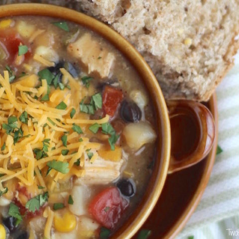 Crock Pot Southwestern Corn Chowder with Chicken and Green Chiles