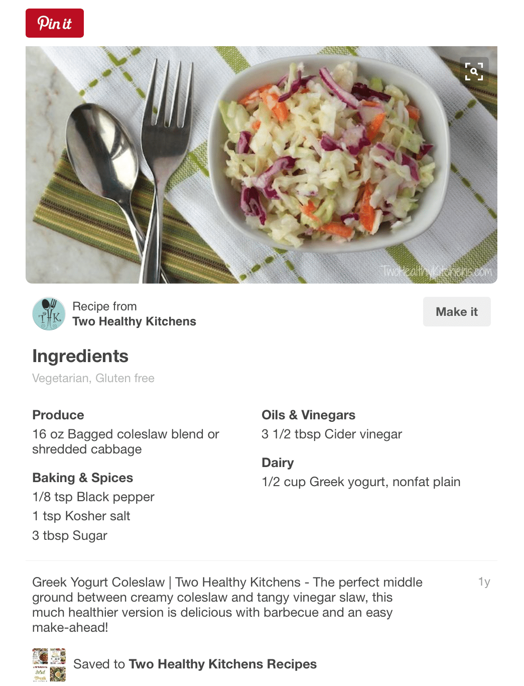 Screen shot of a recipe rich pin.